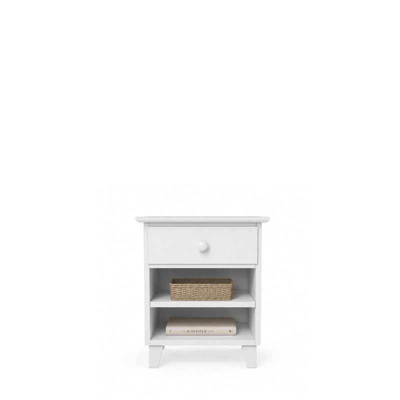 Wooden bedside table 1S N02 Scandi white