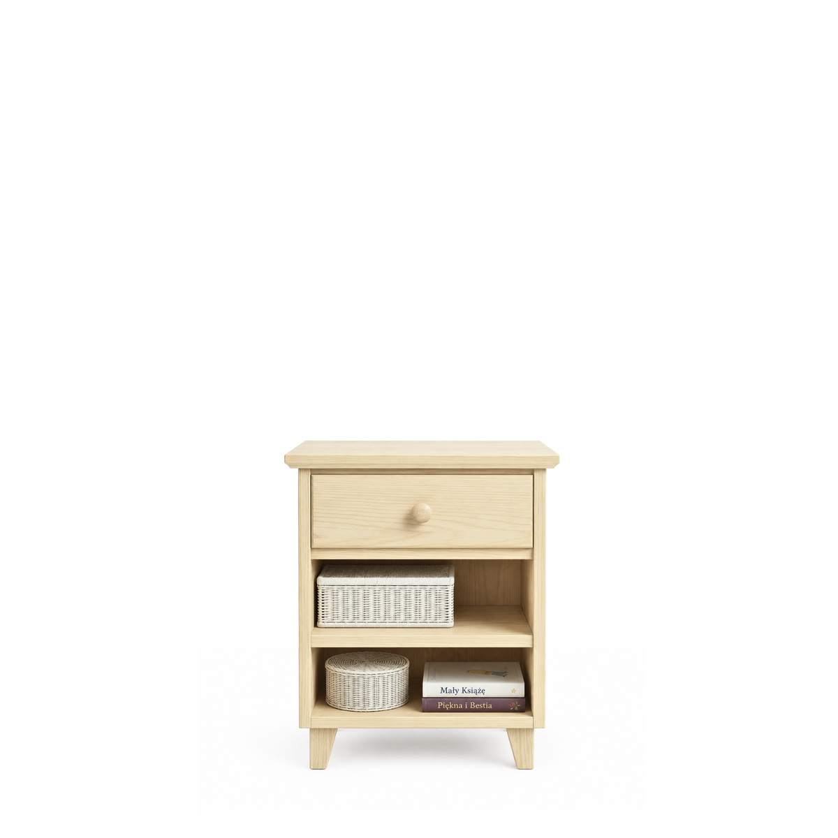 Pine bedside table 1S N02 Scandi clear pine