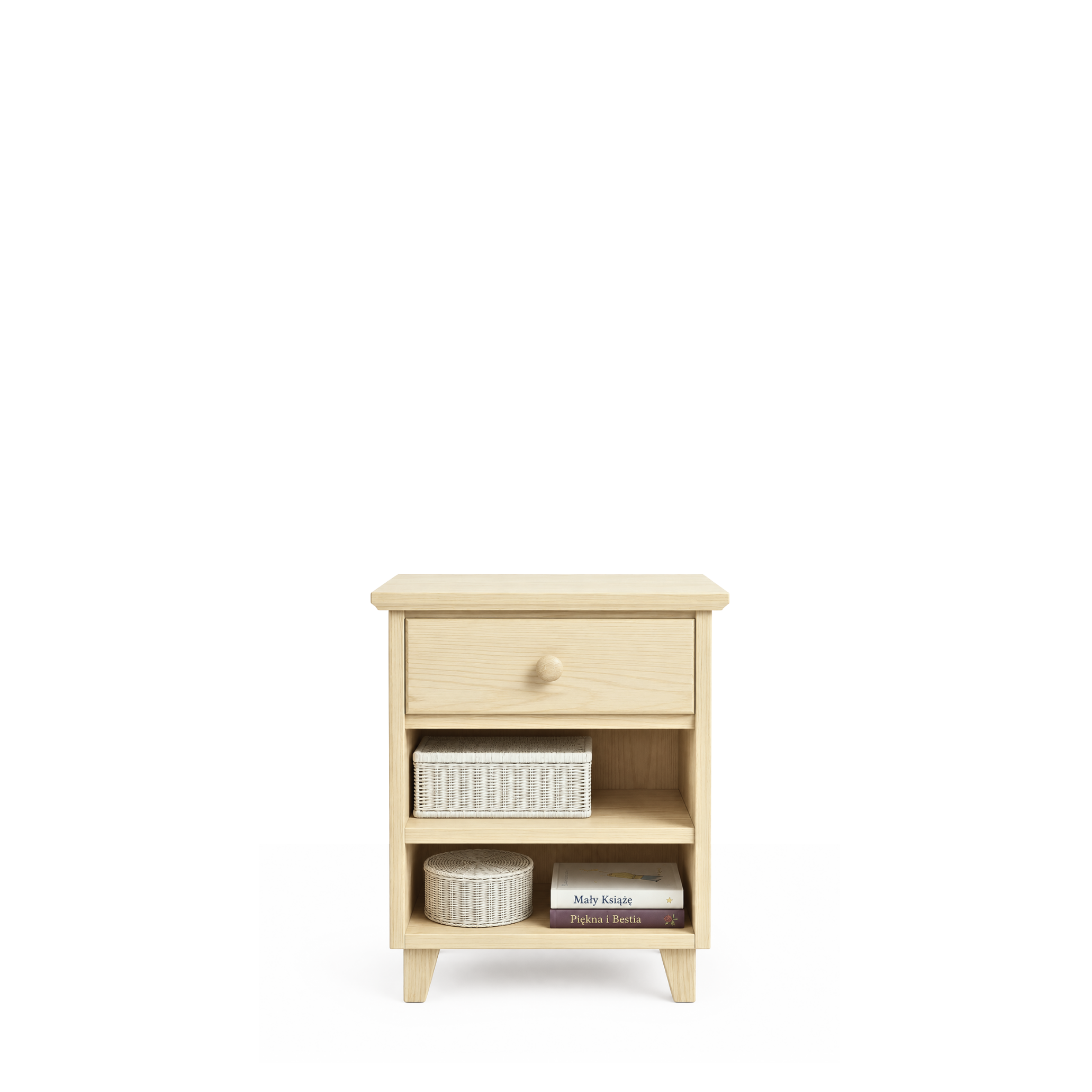 Pine bedside table 1S N02 Scandi clear pine