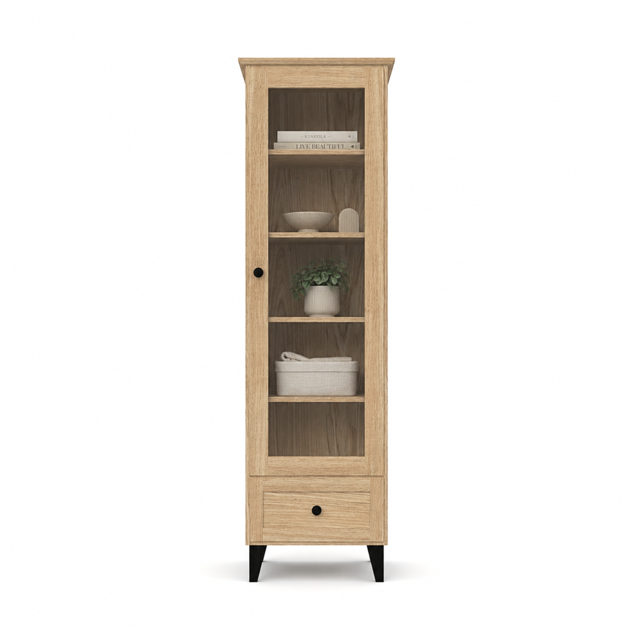 Oak Display Cabinet 1S 57 Scandi Black / Natural Oak