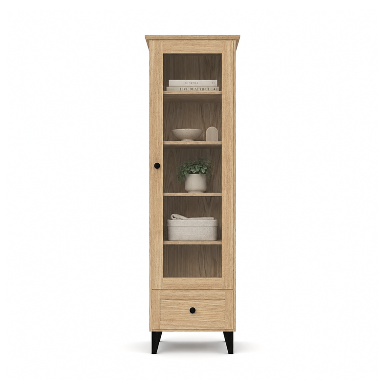 Oak Display Cabinet 1S 57 Scandi Black / Natural Oak